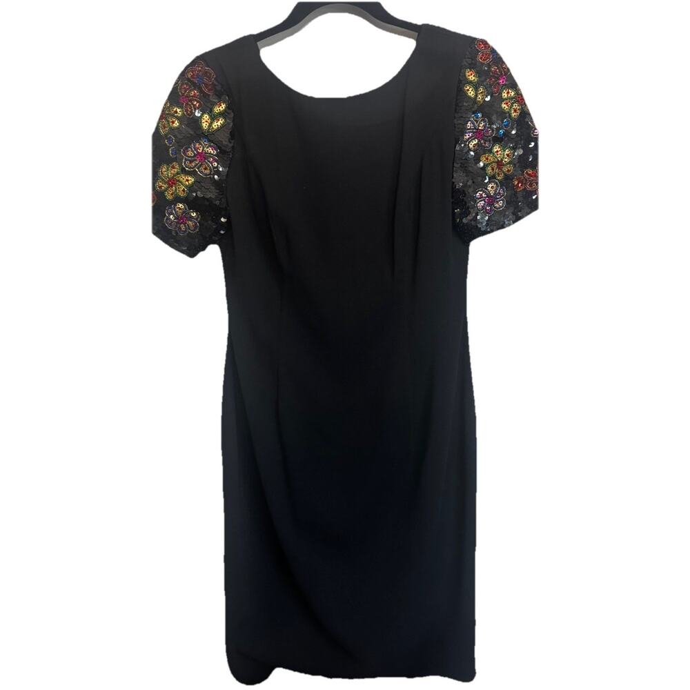Vintage Nah Nah Petite Black Cocktail Dress Sequin Butterfly Sleeves Sz 4p